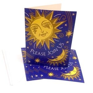 American Greetings 5 Sun Moon Stars Invitations & 5 Envelopes Set
